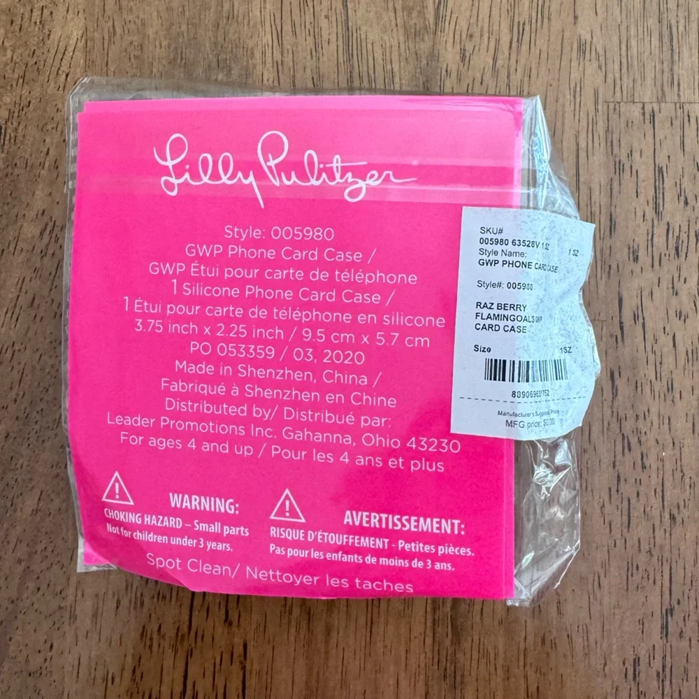 NWT Lilly Pulitzer Phone Card Case Raz Berry Flamingoals